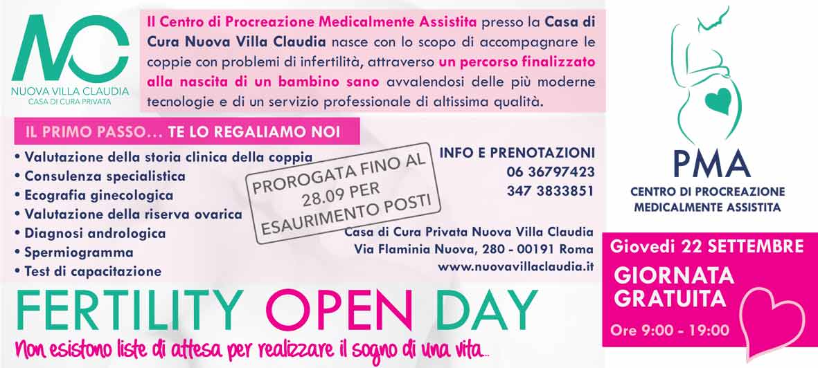 Fertility Open Day a Nuova Villa Claudia Prorogata fino al 28 settembre 2016